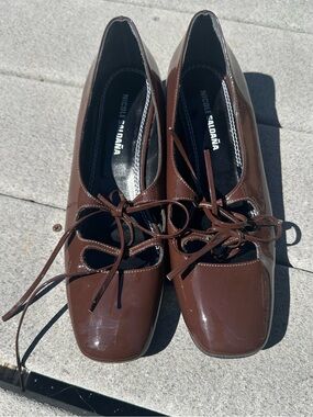 Nicole Saldaña Isabel Dark Brown Chocolate Patent Leather flats - size 40